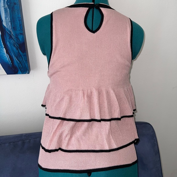 NWT Women ZARA RUFFLED KNIT TOP Blouse  Mauve Pink Cutout Tie Detail Small - Picture 3 of 6